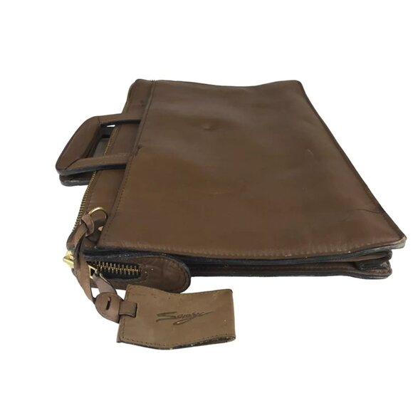 Savage Unisex‎ Adults Brown Leather Double Handles Laptop Messenger Bag - Picture 4 of 8